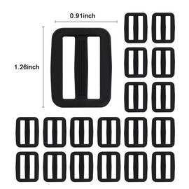 YGDZ 100pcs 1 Inch Tri Glides Slides, Plastic Slide Buckle Adjustable Webbing Slides Adjusters for Belt Backpack Bags, Black