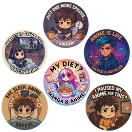 Anime Chibi Coasters (Set of 6) - Stylish, Absorbent & Unique / Anime Diatomite Coasters - Ideal Coaster for Coffee Table or as a Gift Idea for Anime Lovers (Chibi 1)