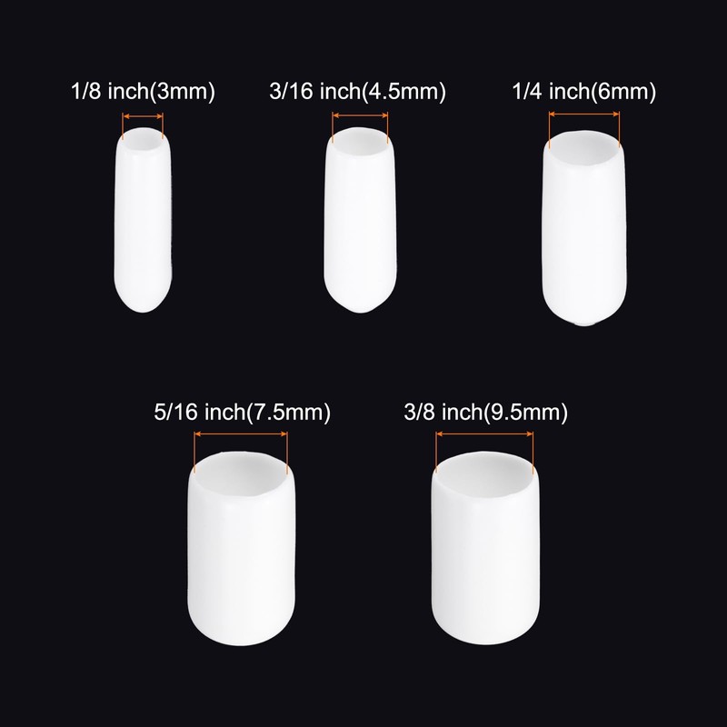 sourcing map 50pcs Round End Protective Caps Rubber Cover 1/8"