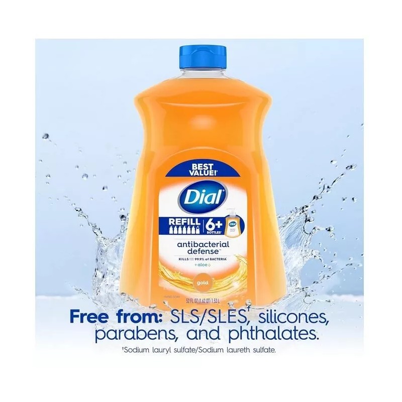 Dial Antibacterial Liquid Hand Soap Refill, Gold, 52 fl oz