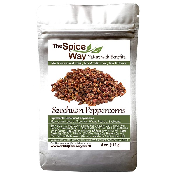 The Spice Way Szechuan Peppercorns - | 4 oz | premium sichuan pepper, dried Chinese style peppercorn.