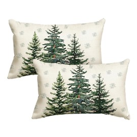 Artoid Mode Pine Trees Snowflakes Christmas Cushion Covers Set of 2 30 x 50 cm Merry Chrisrmas Xmas Decorative Cushion Cover Couch Decoration