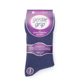 NEW: 6 Pairs Ladies Gentle Grip No Elastic Socks 4-8 uk, 37-42 eur (4-8 uk, 37-42 eur, GG16)