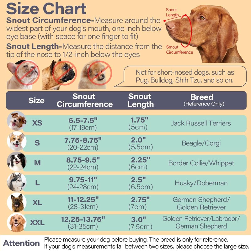 SHUOHONG Dog Muzzle, Nylon Mesh, Breathable and Comfortable, Muzzle for