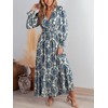 CUPSHE Maxi Dresses for Women V Neck Ruffled Long Sleeve