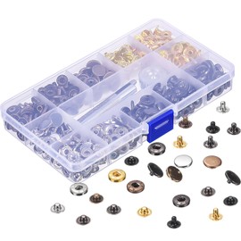 120 Set Sewing Snap Fasteners Kit Metal Snaps Button Press Studs with Punch Pliers and 4 Pieces Fixing Tool Kit for Clothes Craft Repairs Decoration, 4 Colors