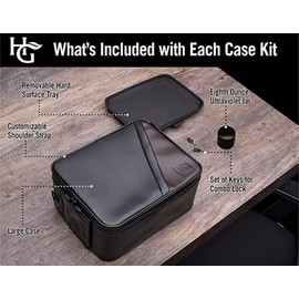 Herb Guard Leather Large Case with Combination Lock (Holds 2 to 3 Ounces) - Includes YKK Zippers, Ultraviolet Jar, Built -In Tray, Protective Shell for Glass Pieces