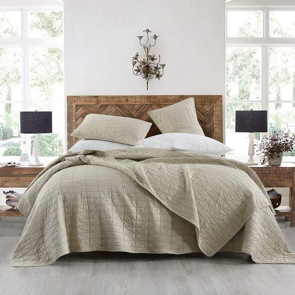 HORIMOTE HOME Quilt Set King Size, Stone-Washed Chic Rustic Beige