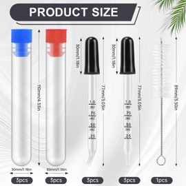 6Pcs 1ml Dropper,Eye Dropper Bent & Straight Tip,Glass Dropper with Measurements,Pipette Dropper for A Essential Oils, Ear, Laboratory, with Brush