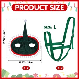 Paterr 4 Pcs Christmas Horse Accessory Xmas Santa Elf Reindeer Horse Halter for Holiday Horse Costume Accessories(Elf Style)