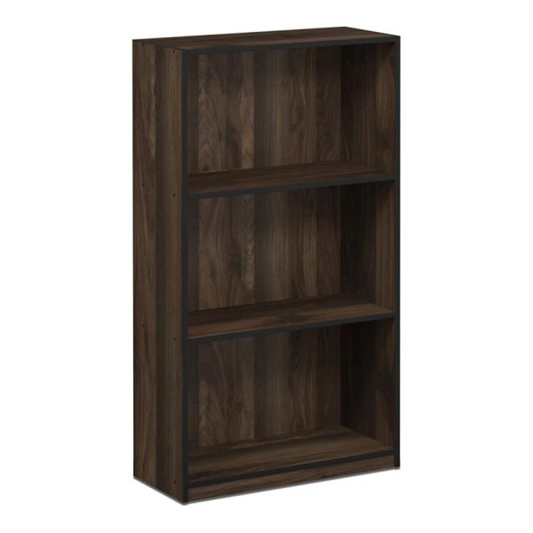 Furinno Basic Wood 3-Tier Bookcase Storage Shelves in Columbia Walnut/Black