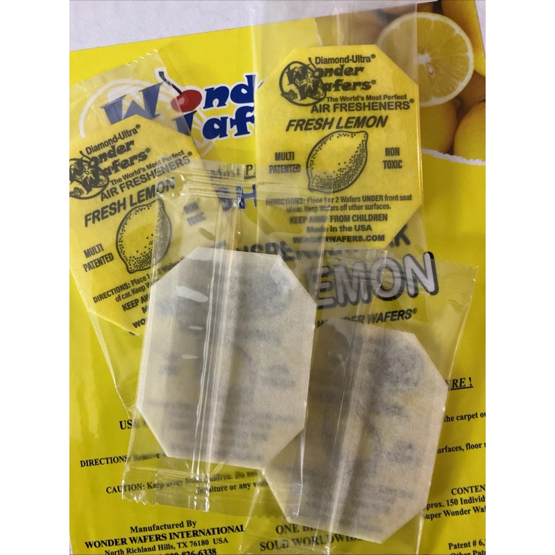 Wonder Wafers "Fresh Lemon " INDIVIDUALLY WRAPPED Air Freshener 15