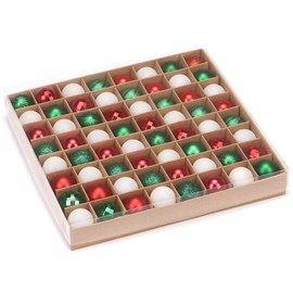 Sea Team 64-Pack Mini Christmas Ball Ornaments with Strings, 30mm/1.18-Inch Small Baubles, Shatterproof Plastic Christmas Bulbs, Hanging Decorations for Xmas Tree, Wreath, Garland (Red, Green, White)