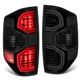 DNA MOTORING Pair of LED Brake/Tail Lamps Compatible with Toyota Tundra 2014-2021, Black Housing/Smoked Red Lens, TO2800193, TO2801193, TL-ZTL-014-SM