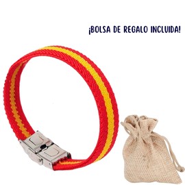RA RETAIL AMZ Spain Bracelet - Elastic Spanish Flag Bracelets for Men and Women (Unisex) Spanish Flag Bracelet with Clasp 18 cm Adjustable Elastic (1-2 cm)., 18 cm (+1-2 adjustment), Polyester, not