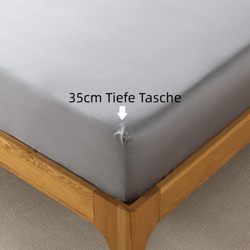 bienDo Fitted Sheet 100 x 200 cm, Grey, Bamboo, 35