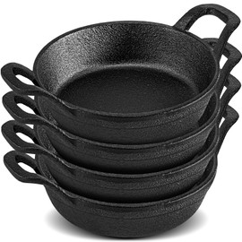Bgtecho 4Pack Mini Cast Iron Skillets, 6.3 x 6.3 x 1.5 Inch Frying Pan, Black Small Skillet, Cast Iron Pan with Handle, Mini Casserole Dish Skillets for Kitchen Baking Cooking Indoor Outdoor