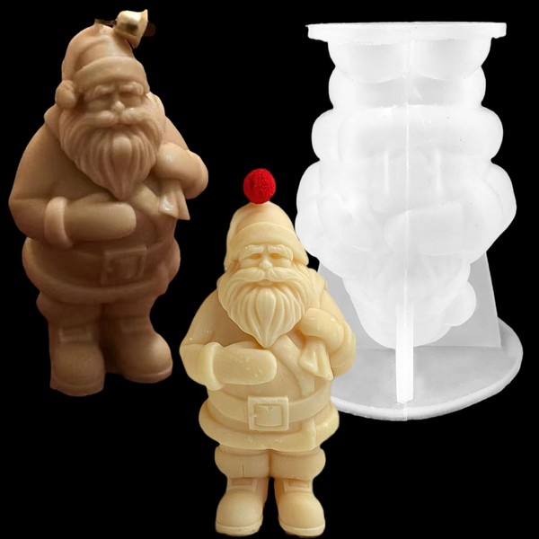 LSLEVA 3D Christmas Santa Claus Silicone Candle Mold DIY Xmas