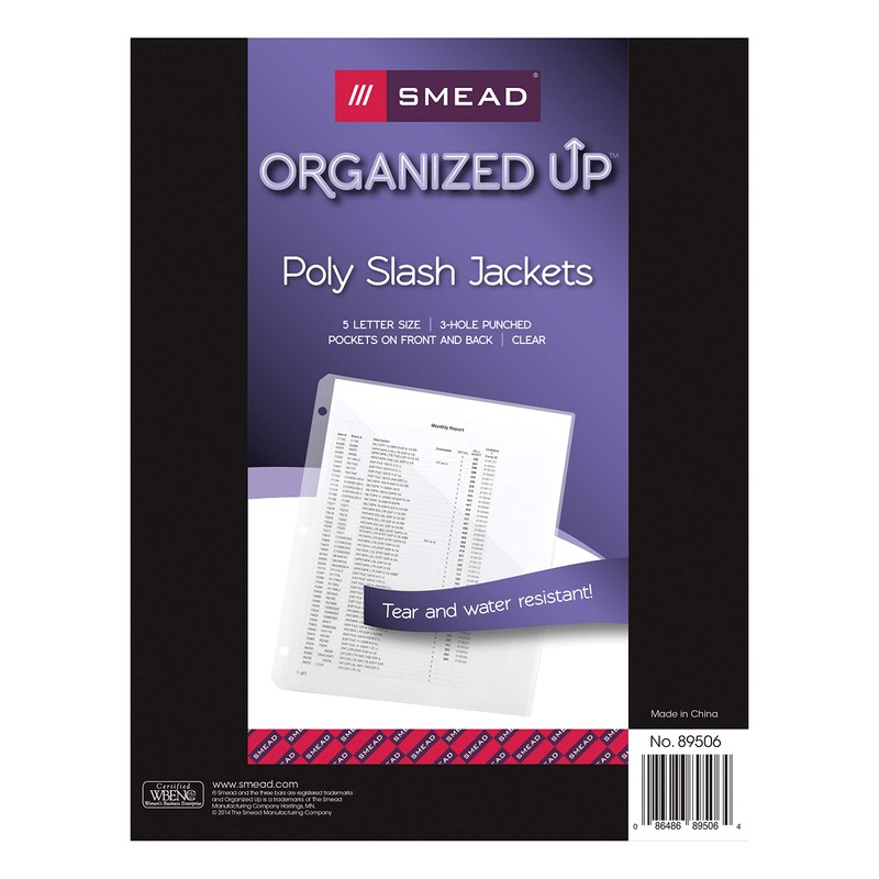 Smead Organized Up Poly Translucent Slash File Jacket, Three-Hole Punched,