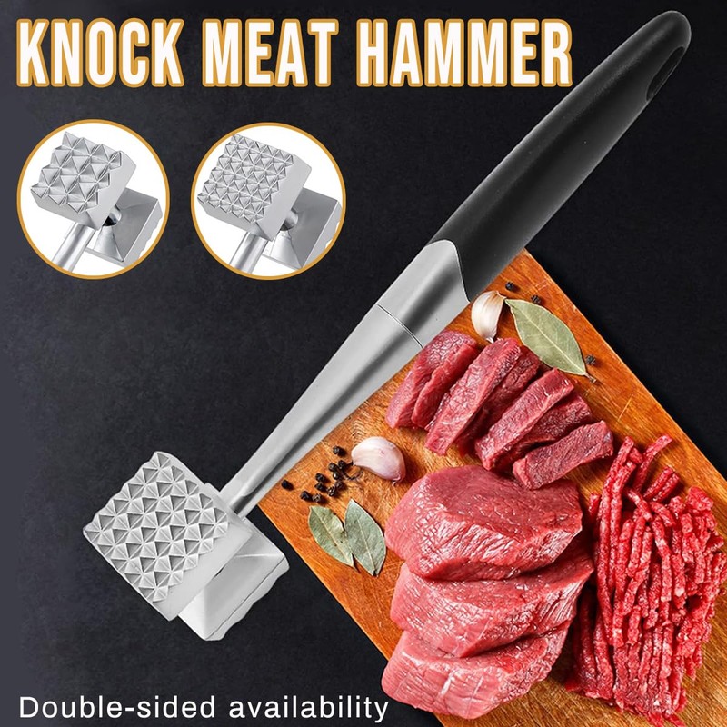 AIMALL Double-Sided Meat Tenderizer Mallet with 16 Large and 36