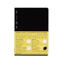 Nitoms S4123 STALOGY Notebook, 1/2 Ear, B6, Squared, Black