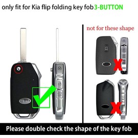 ontto TPU Car key fob cover Fit for Kia 2019 2020 Sportage Cerato Forte Sports GT Sorento Soul Niro Telluride Folding 3 buttons Key Case Holder bag keychain protector Accessories Beige B