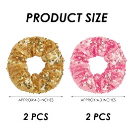 4 Pieces Of Large Intestine Hair Ties, Sequined Hair Ropes, Women'S Hair Accessories, Ponytail Fixed Hair Accessories, Shiny Elastic Rubber Bands, Hair Decoration