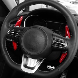 FUEISOF For Hyundai i30 N, Kona N, I20 N, Elantra N Carbon Fibre Steering Wheel Shift Paddle Extensions Interior Decoration Accessories 2 Pieces Real Carbon Fibre Red (Left and Right)