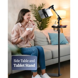 SHUWEI SHUWEI Tablet Floor Stand with Tray and Double Self-Locking Worm Gears, 63Height Adjustable Floor Stand with 7.5lb Stable Base, Compatible with 4.7-15.6' iPad, Kindle, Phone