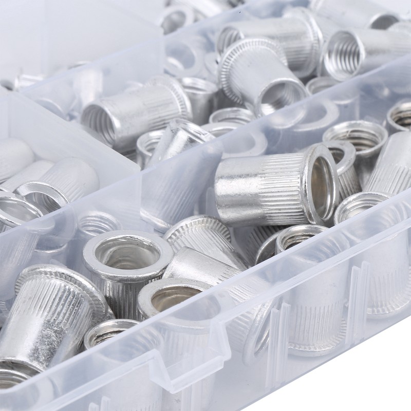 175pcs Rivet Nut Set Flat Head Aluminium Nutsert Assortment with