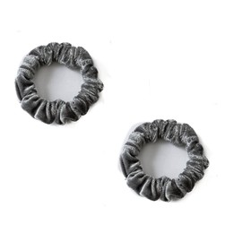 Mytoptrendz® 2 Pcs Soft Velvet Scrunchies Skinny Small Ponytail Holder Hair Ties for Women Girls Thin Hair Accessories(Grey)