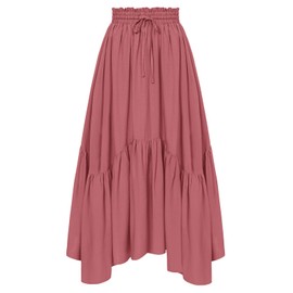 Plus Size Skirt for Women Pink Maxi Skirt Renaissance Skirt with Pockets Pink 2XL