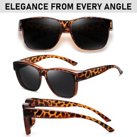 GEGURI Polarized Sunglasses Fit Over Glasses for Men Women, Oversized Square Sun Glasses UV400 Protection Shades
