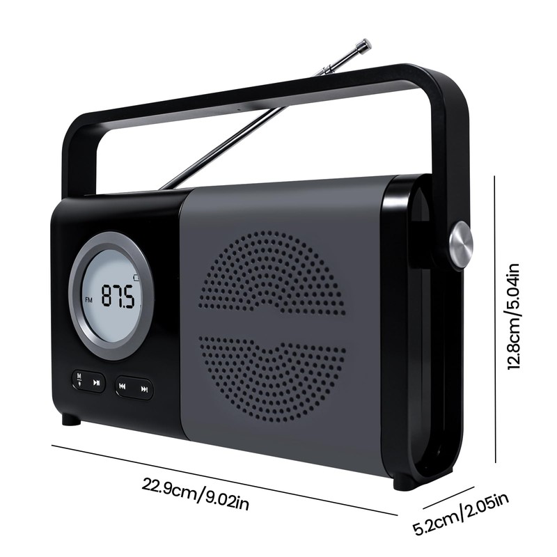 ottosing AM/FM Portable Radio & Bluetooth Speaker- Battery Operated &