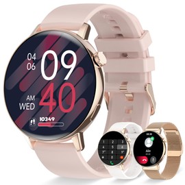 Erkwei Women's Smartwatch with Phone Function, Message Notifications, 1.32 Full Touchscreen Fitness Watch, Pedometer, Heart Rate Monitor, Sleep, SpO2 DIY Dial, Women's Watch for iOS Android