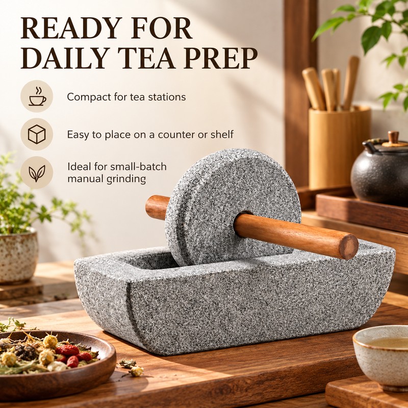 Stone Tea Mill for Matcha Preparation – Compact 15 x