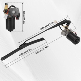 SMOTRCC UTV 12V Electric Windshield Wiper Motor Kit with 16" Blade & 13.8" Wiper arm，Compatible with Polaris Ranger RZR 570/900/1000, Compatible with Can-Am Defender, Maverick X3