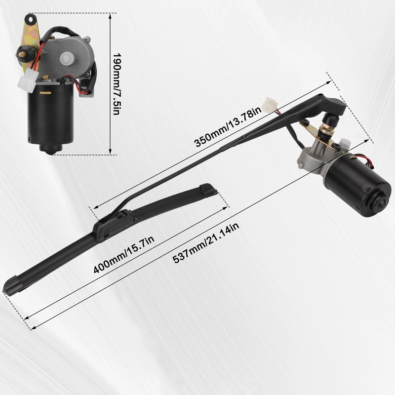 SMOTRCC UTV 12V Electric Windshield Wiper Motor Kit with 16"