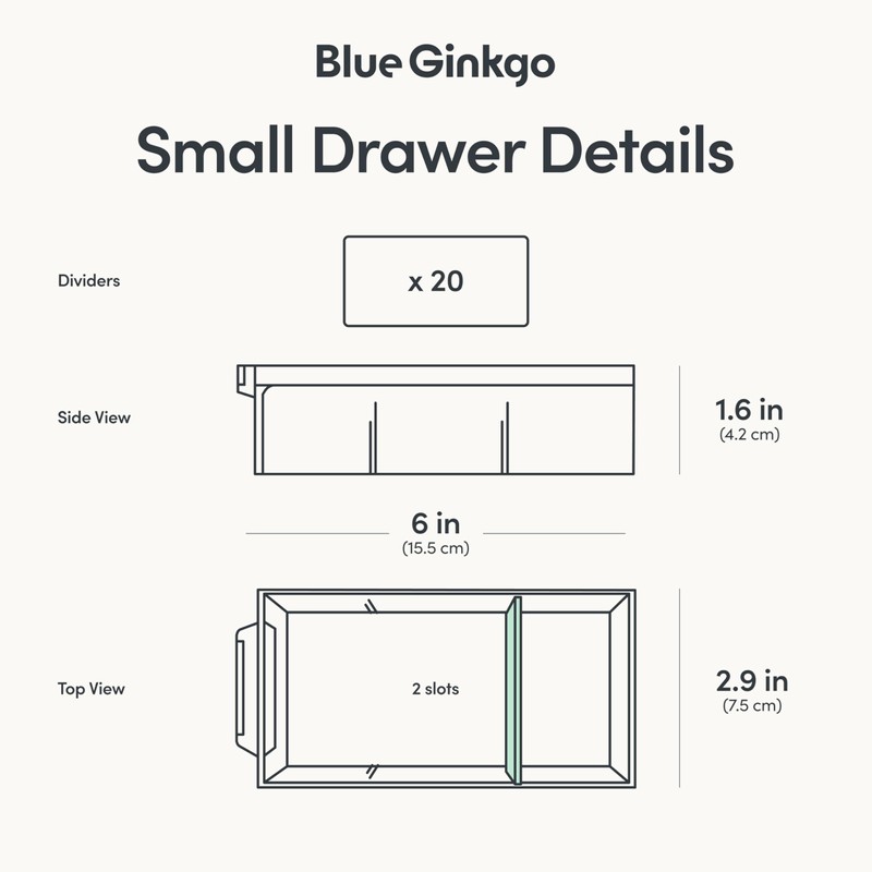 Blue Ginkgo Small 20-Drawer Cabinet – Stackable Clear Organizer for