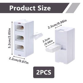 2 Pcs BT Telephone Socket Line 3 Way Splitter, Cable UK Adapter Landline Port Converter Extender for FAX, Universal Female Jacks to BS6312 431A Male Plug, Modem, Corded & Cordless Phones White