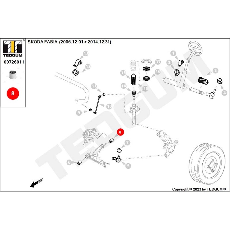 TEDGUM 00726011 Front Suspension Arm Bushing (Left / Right Rear