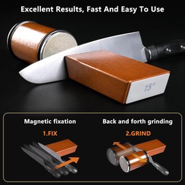 NDICANG Rolling Knife Sharpener Kit - Professional Diamond & Ceramic Knife Sharpener - Magnetic Angle Base - Effortless Sharpening - Gift Box Packaging