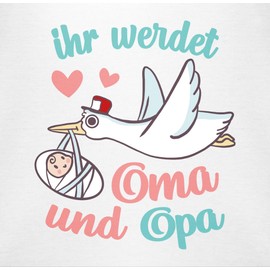 Shirtracer - Baby Bodysuit Boy Girl - For Birth - You Will Be Grandma and Grandpa - Storch, 1 White