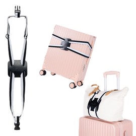 Luggage Straps for Suitcases, Travel Accessories to Connect Two Suitcase, Add A Bag Luggage Strap for Carry On Luggages Adjustable Buckle Belt (White/Black-1pcs)