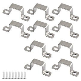 10 Pcs Square 304 Stainless Steel U Shape Hose Holder Pipe Brackets with Stainless Steel Self Tapping Screws 25x25mm