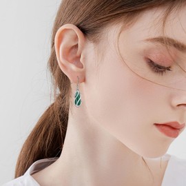 VONALA Jade Earrings for Women Sterling Silver Teardrop Jade Earrings Dangle Drop Earrings Jade Jewellery Gifts, Sterling Silver