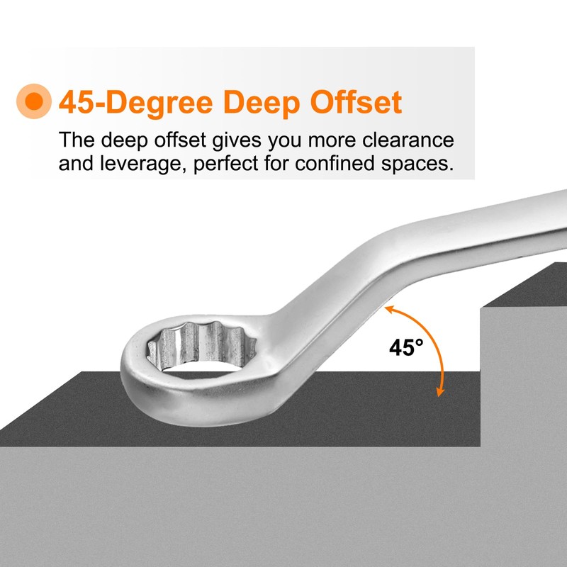 sourcing map 2pcs Offset Extra Long Box End Wrench 19