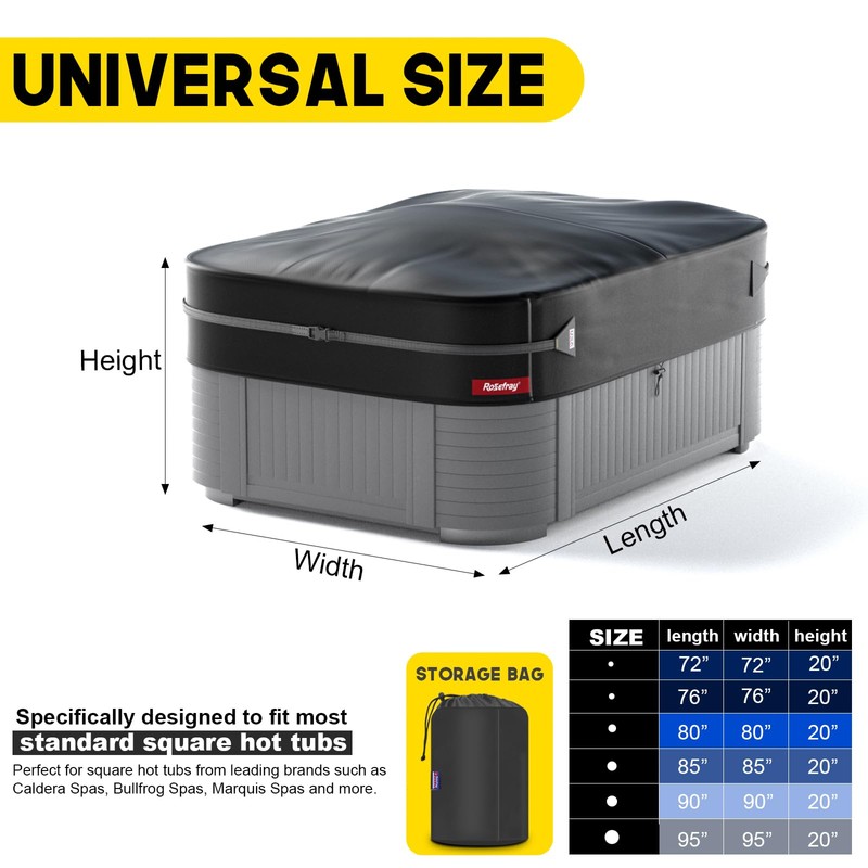 Rosefray 85"x 85" Waterproof Square Hot Tub Cover - 420D