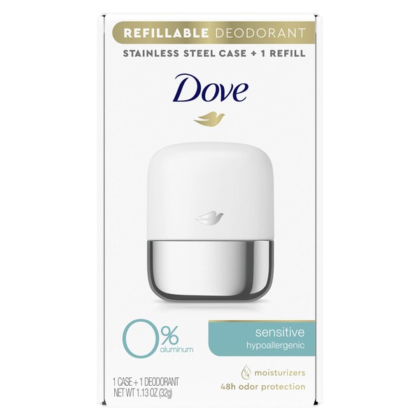 Dove Refillable Deodorant Starter Kit 0% Aluminum Sensitive Aluminum Free Deodorant 1.13 oz