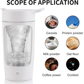 JOTER & LIBEAR Electric Shaker Bottle, Made with Tritan - BPA Free - Portable Mixer Cup/USB Rechargeable Shaker Cups for Protein Shakes and Meal Replacement Shakes, 22 oz (White)